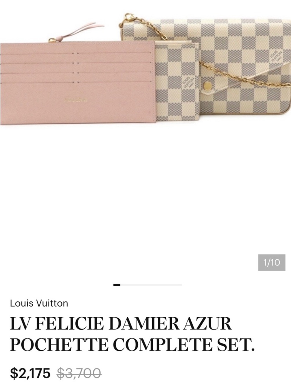 Louis Vuitton Felicie Damier Azur Pochette - Pink & Cream